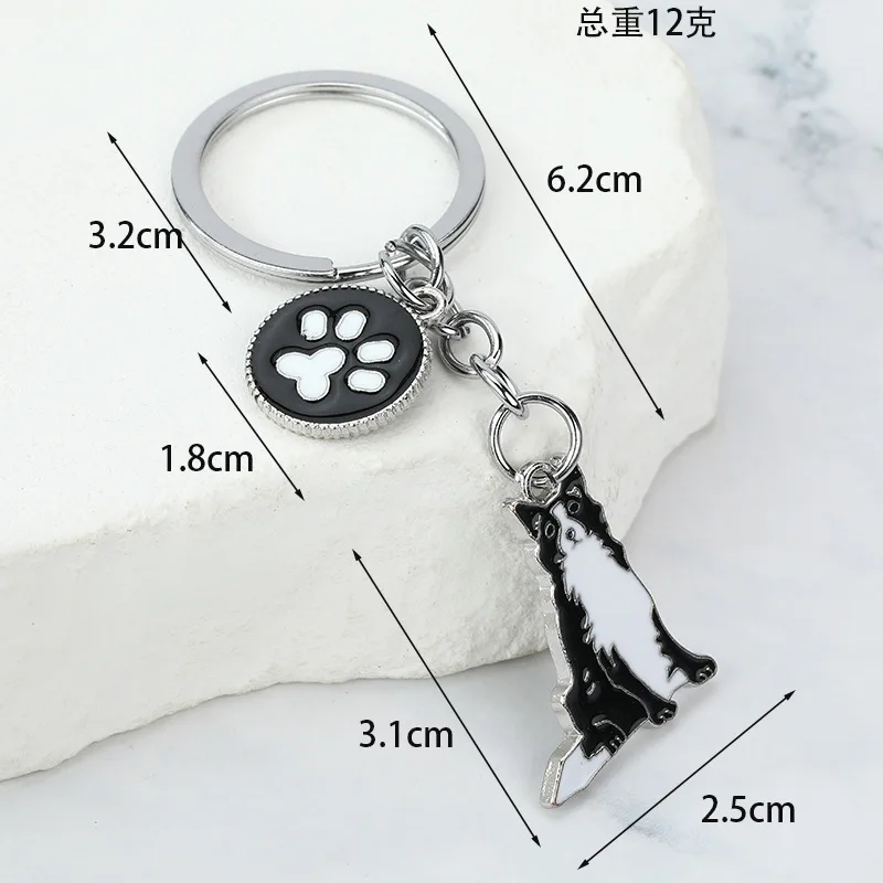 Cute Pet Dog Keychain Cartoon Husky Teddy Corgi Animal Paws Keyring for Women Men DIY Backpack Car Trinkets Key Accessories