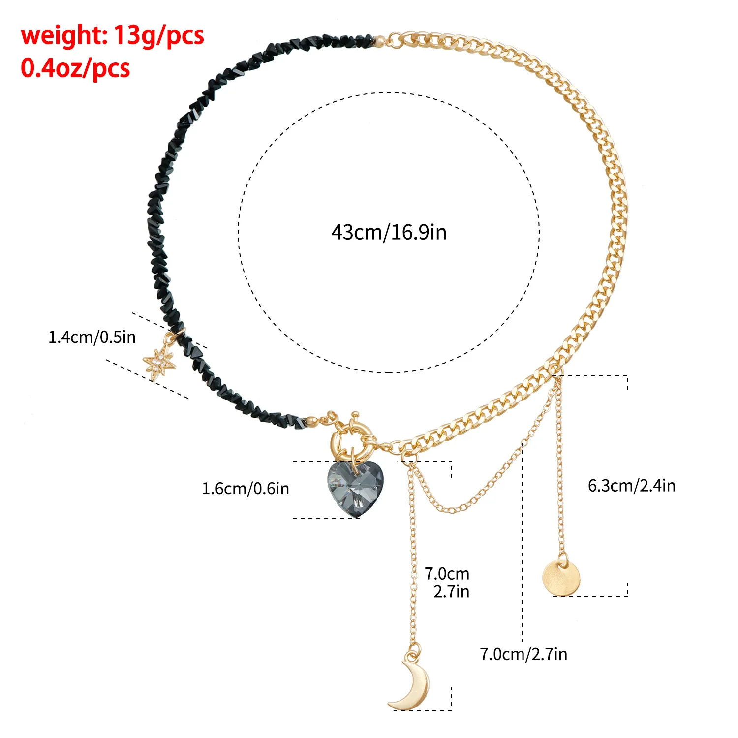 New Fashion Trend Accessories Ins Style Retro Design Mirror Love Moon Simple Patchwork Necklace  Jewelry for Women