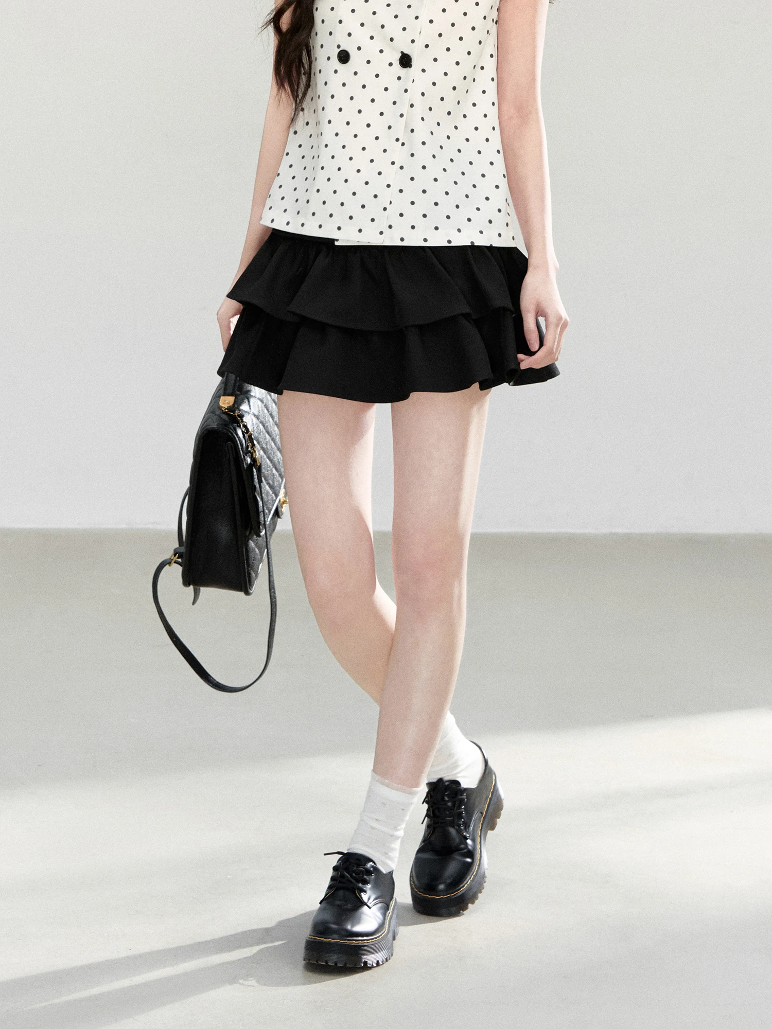 Cute Casual Versatile Lace Trim Half Skirt Summer New Style Cake Short Skirt Women's mid Waist Other Material Other Process