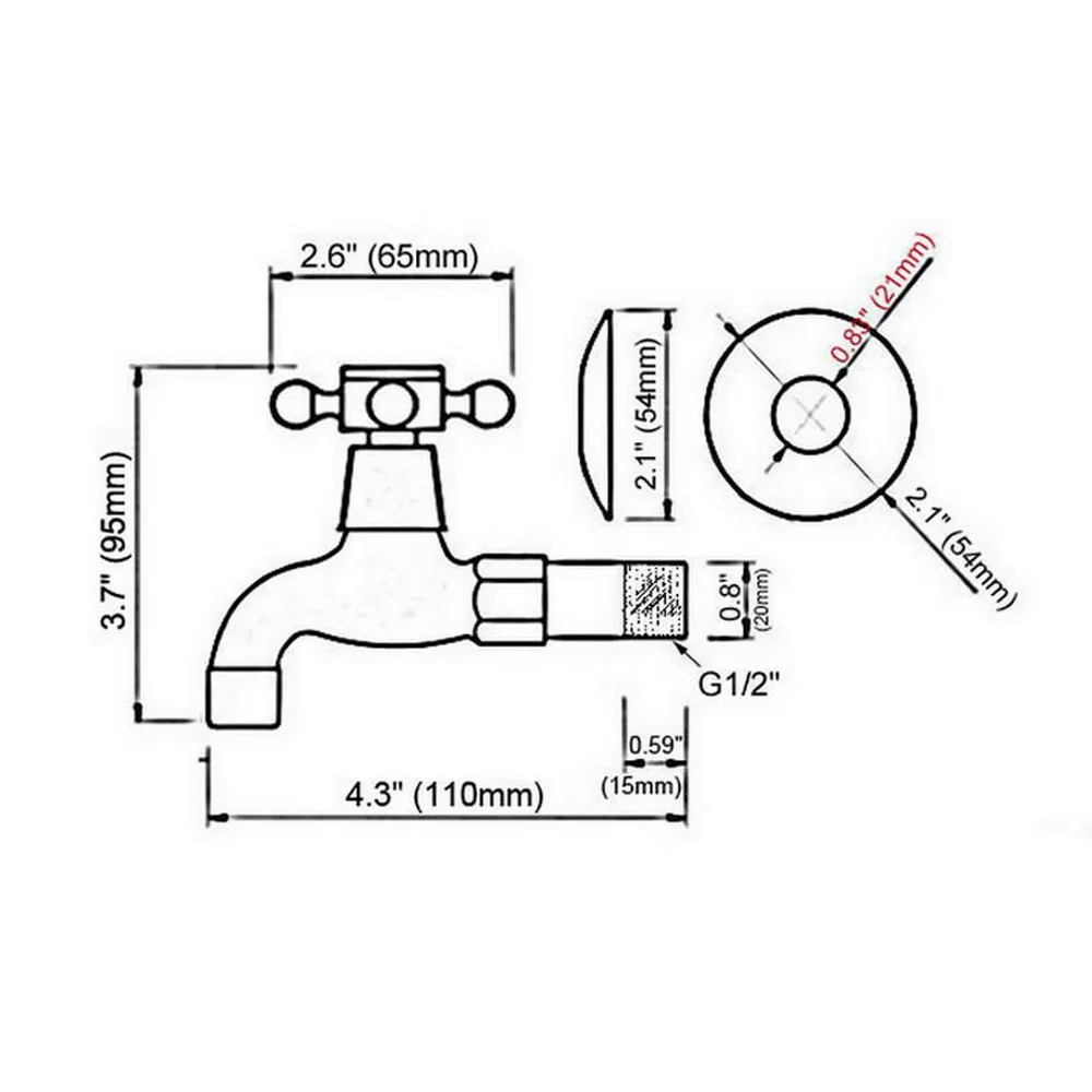 Antique Red Copper Wall Mount Bathroom Mop Pool Faucet Sink Water Taps Toilet Cold Bibcock zav330