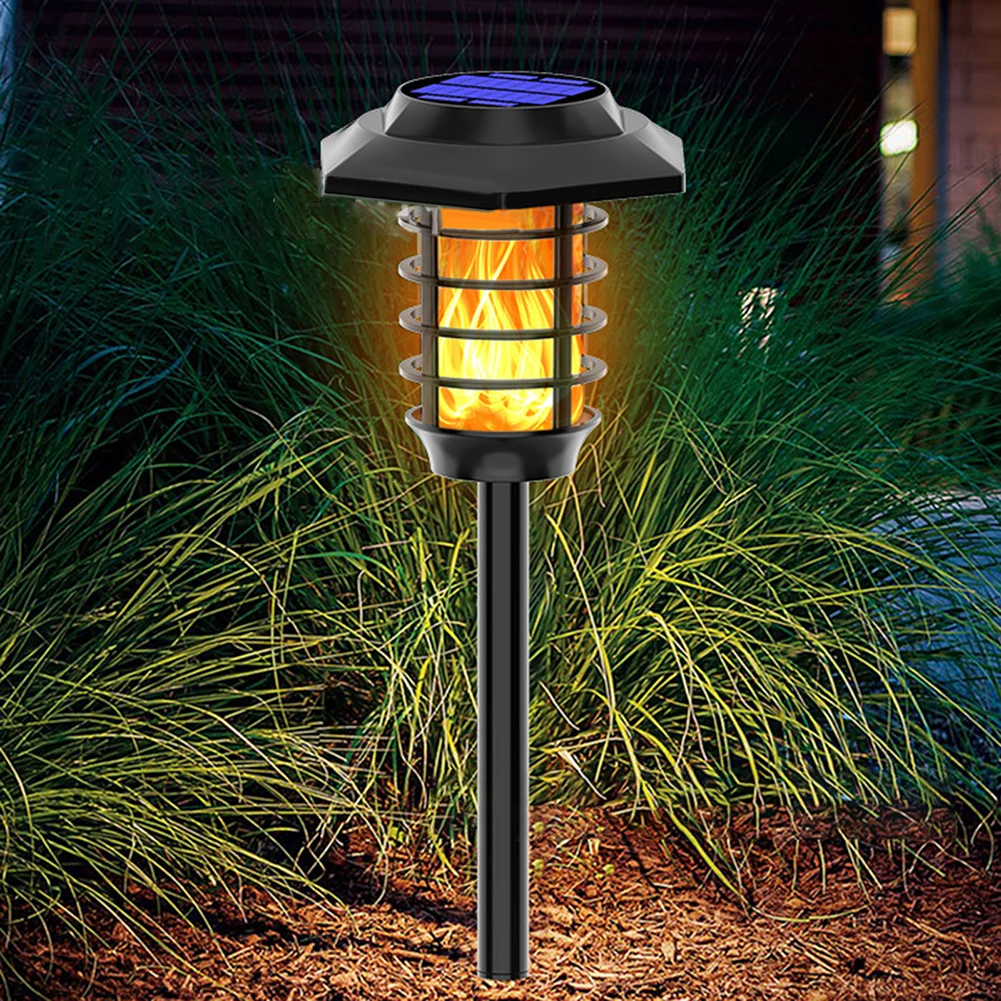 1pc/2pcs/4pcs Solar Flame Light Outdoor Dynaming Flame Waterproof Landscape Torch Light For Garden Yard Lawn Patio