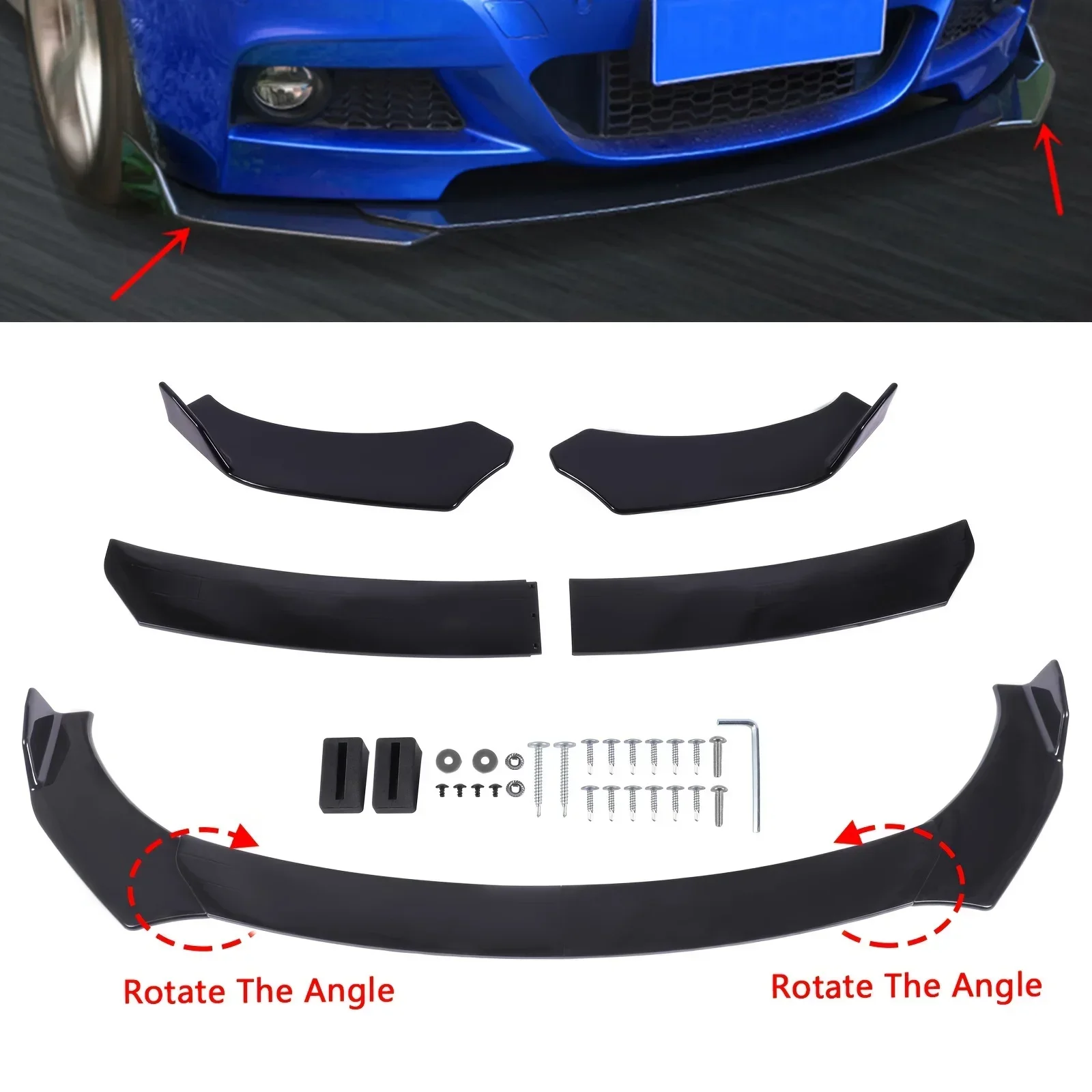 

Car bumper front shovel chin spoiler splitter Universal Automotive modified front lip anti scratch strip collision avoidance