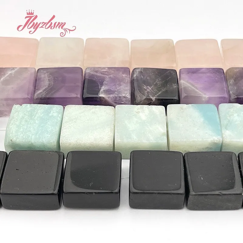 Natural Amazonite Amethyst Quartz Agates Beads Square DIY Stone Loose Strand 15 Inch For Bracelet Necklace Jewelry Making