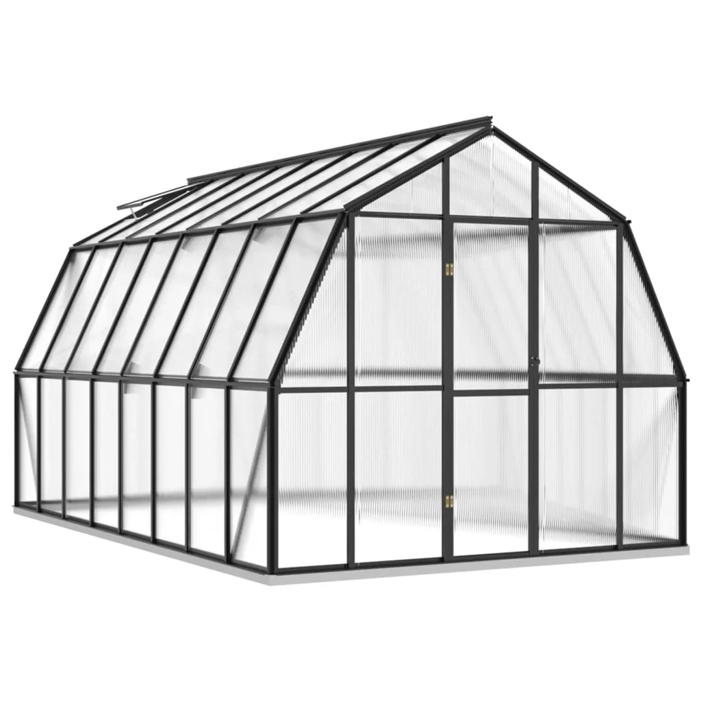 Greenhouse with base frame anthricite 12,63 sqm aluminum, winter-resistant Polytunnel garden greenhouse for growing tomatoes vegetables home garden shelter