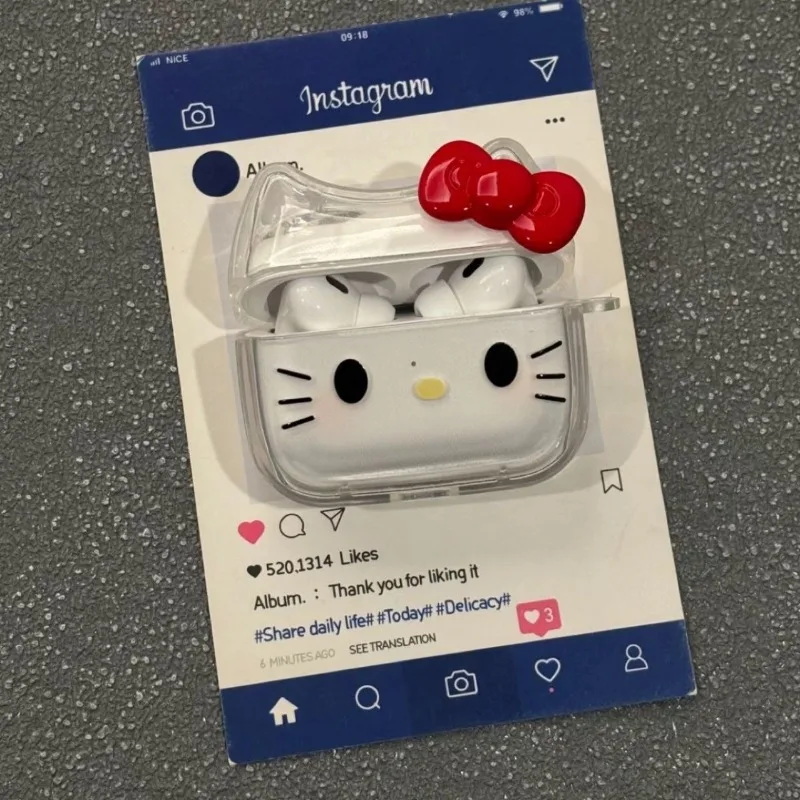 سانريو مرحبا كيتي Tpu ثلاثية الأبعاد سماعة واقية ل AirPods 1 2 3 4 Pro Pro2 الكرتون شامل سماعة شحن حافظة جديد