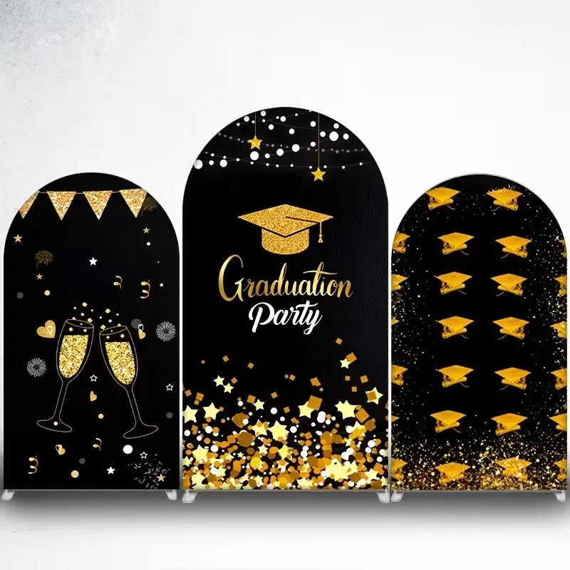 Mehofond Custom 2-Sided Graduation Hat Congrats Grad Class of 2026 School Party Graduate Prom Cover Chiara Arch Decor Backdrop