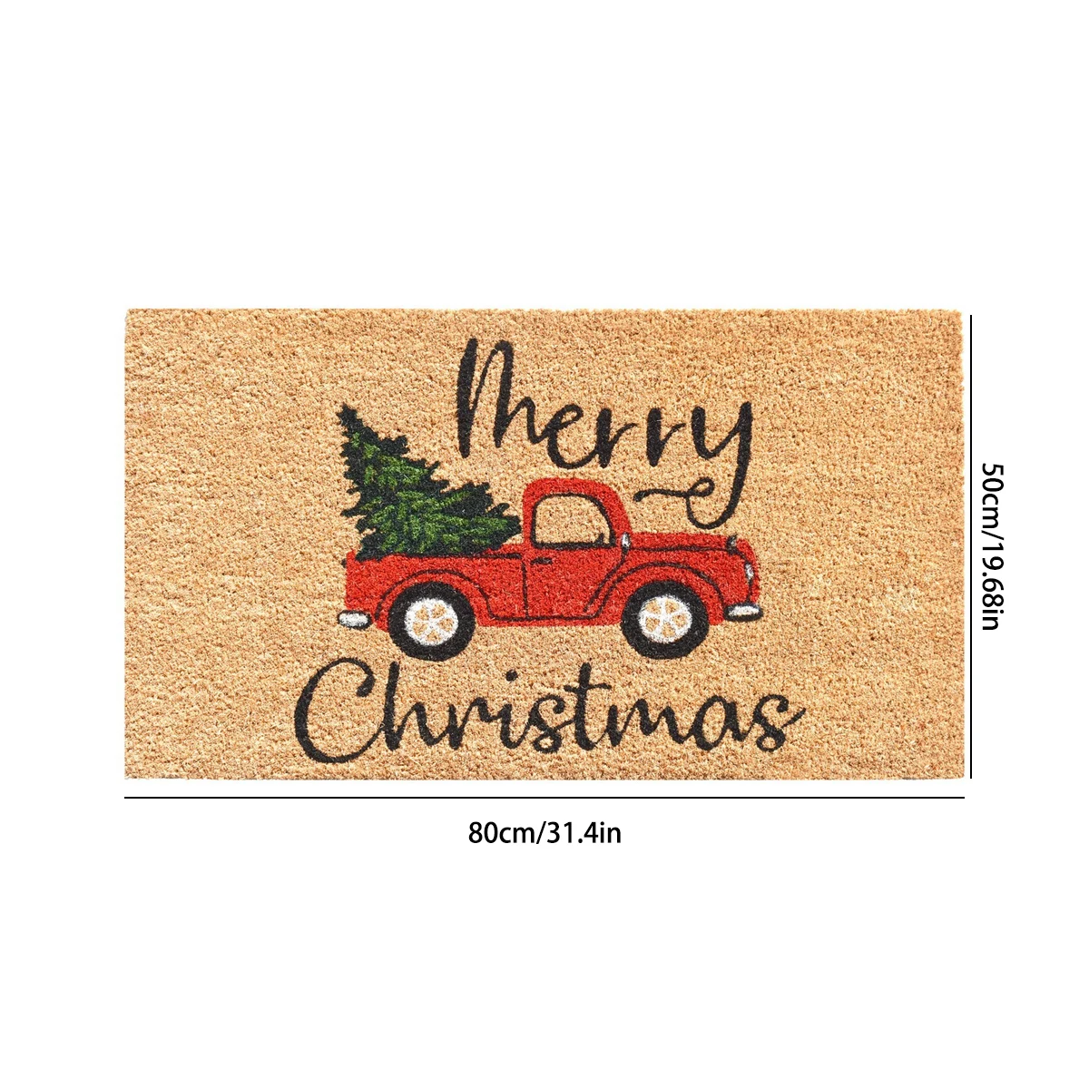 Merry Christmas Doormat Truck Christmas Tree Welcome Door Mat Non-Slip Water Absorbent Doormat for Garage Deck