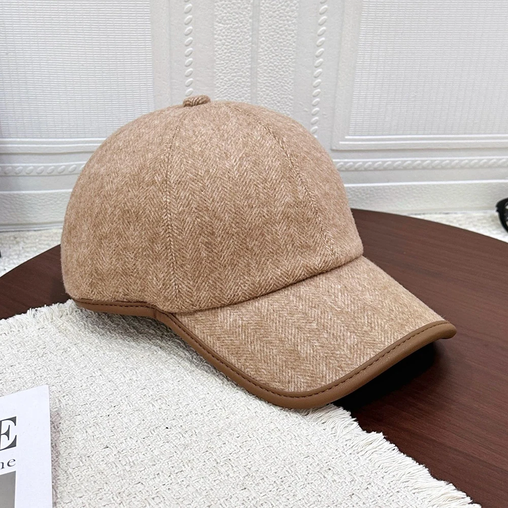 Baseball Cap Wool Felt Women Men Hat Sun Protection Windproof Warm Accessory For Autumn Winter Climbing Fishing Outdoor Sports