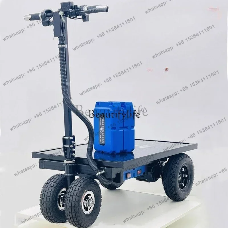 GFolding portable electric flatbed truck into the elevator building materials loading and handling trolley