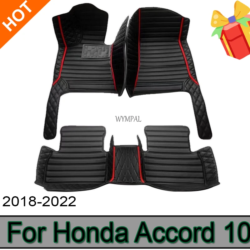 Car Floor Mats For Honda Accord 10 10th CV1 CV2 CV3 2018~2022 Auto Foot Pads Luxury Leather Mat Carpet Rug Car Accessories 2019