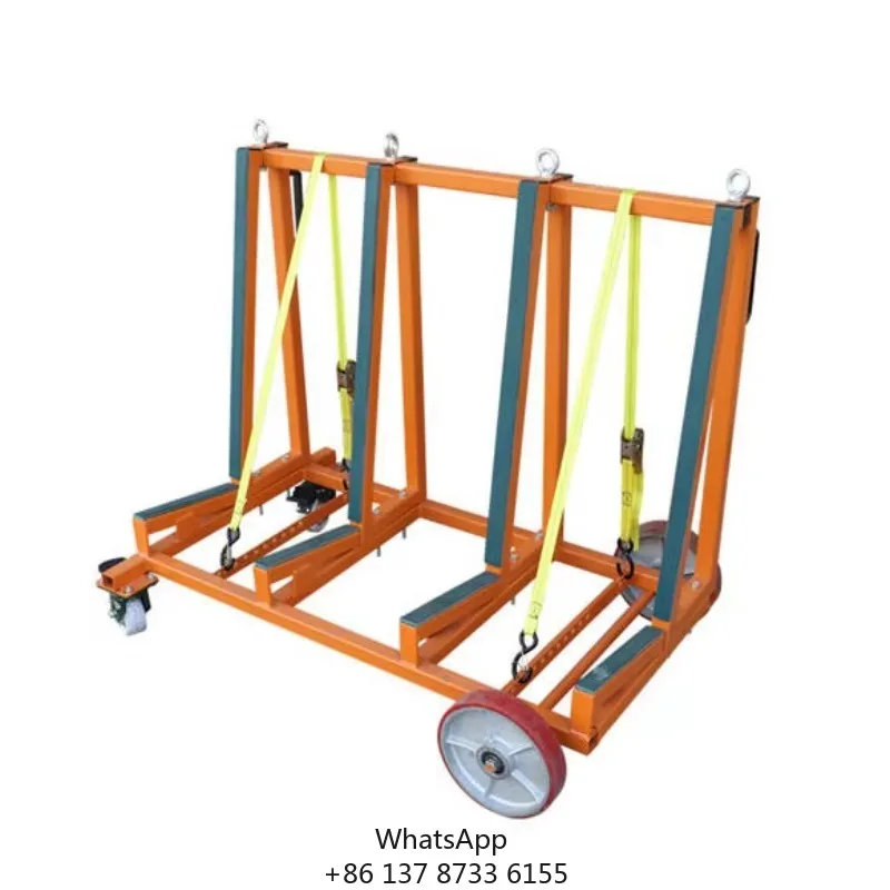 

Customizable Four-Wheel Iron Trolley A-Frame Glass Steel Rack For Granite Marble Slab Storage Display Shopping Transport