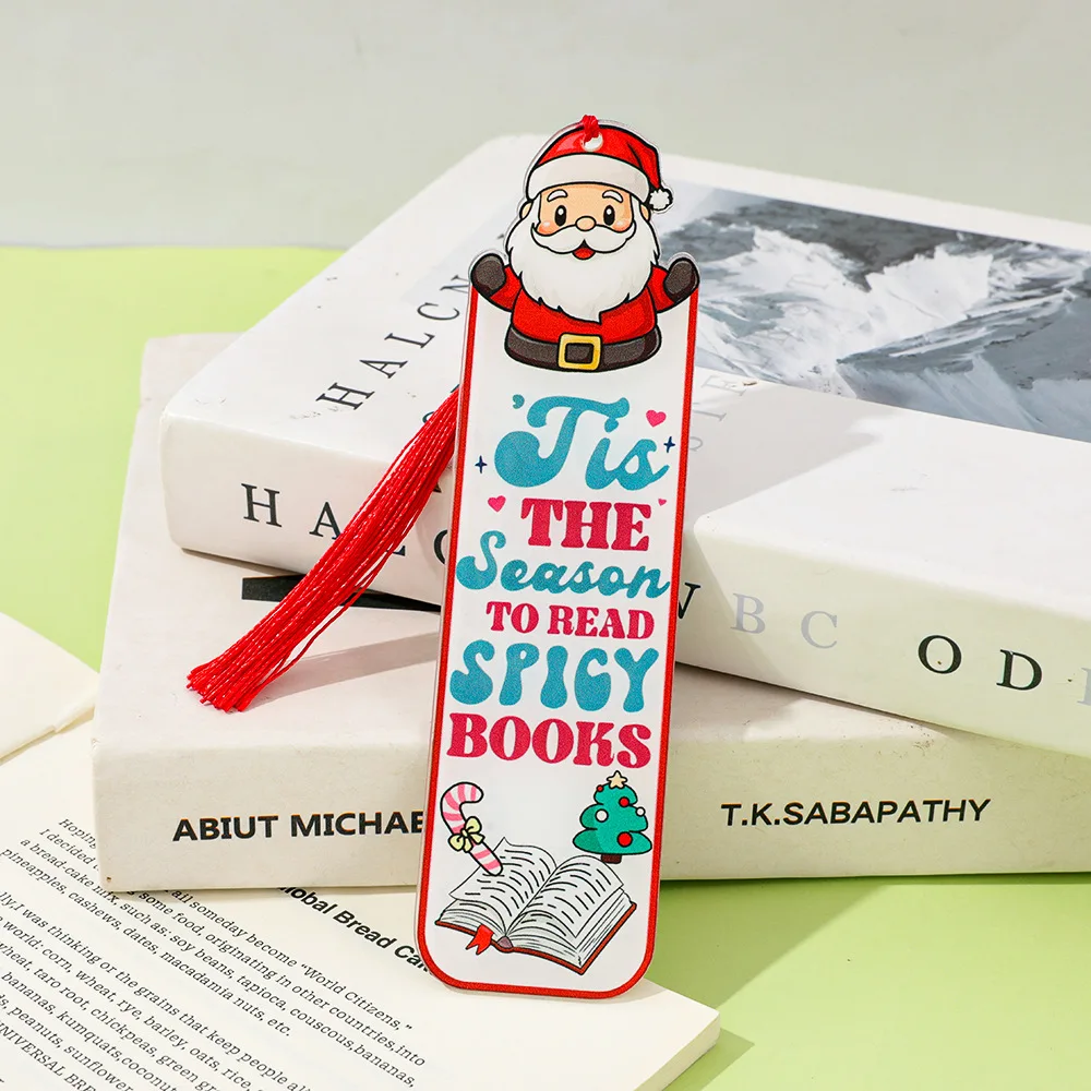 عيد الميلاد الإشارات المرجعية الاكريليك شرابة المرجعية هدية لطيف سانتا كلوز عبارات تحفيزية المرجعية صفحة مقاطع القراءة الملحقات