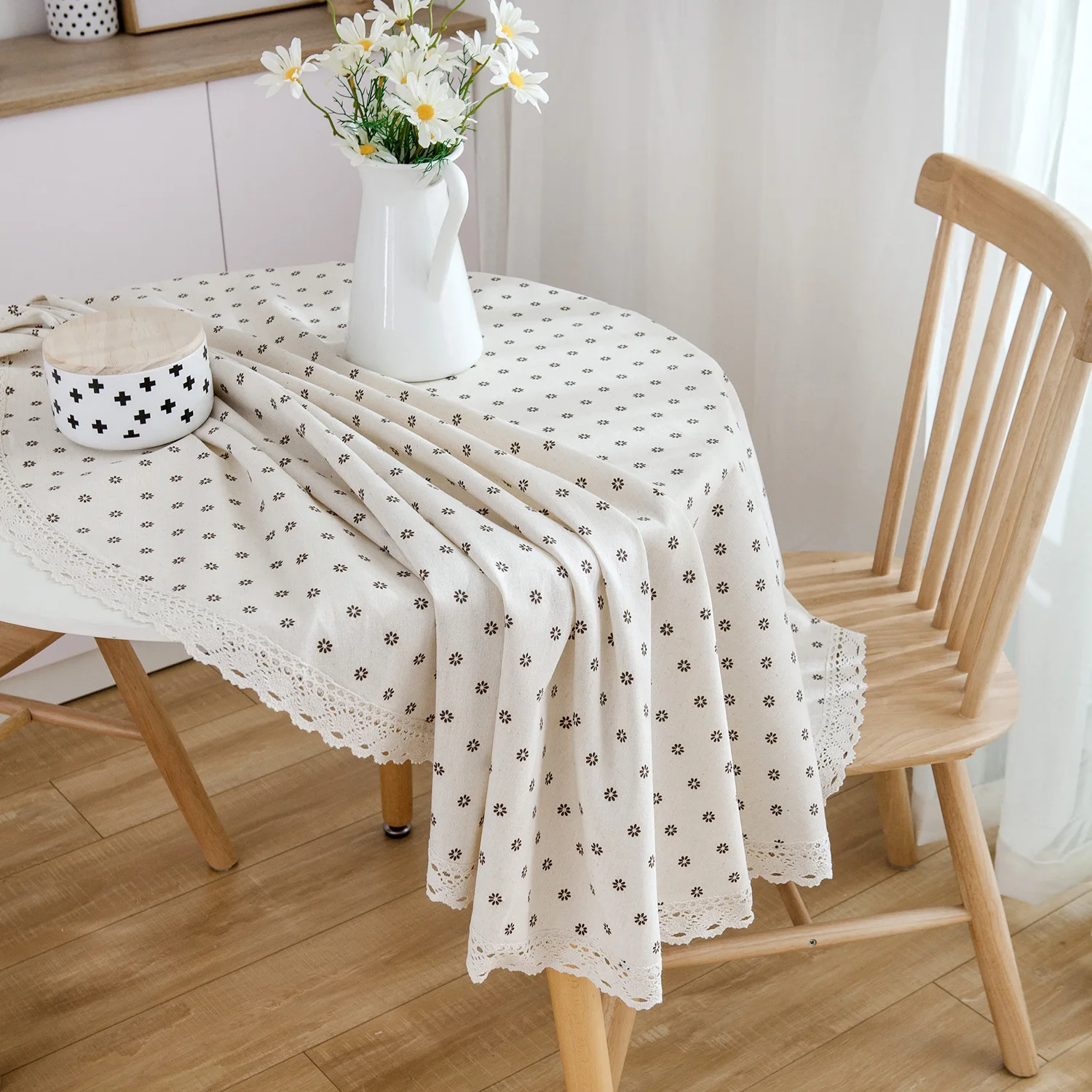 Printing Tassel Tablecloth Stain Resistant Dust-Proof Table Cover for Kitchen Tabletop Home Dining Table Decoration Accessories