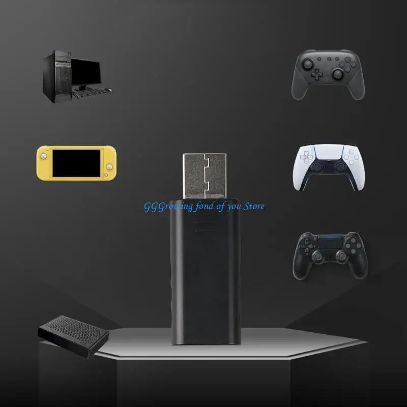 

H9EB Gaming Controller Receiver Converter Controller to for PC Boxes Wireless Controller USB Adapter Portable