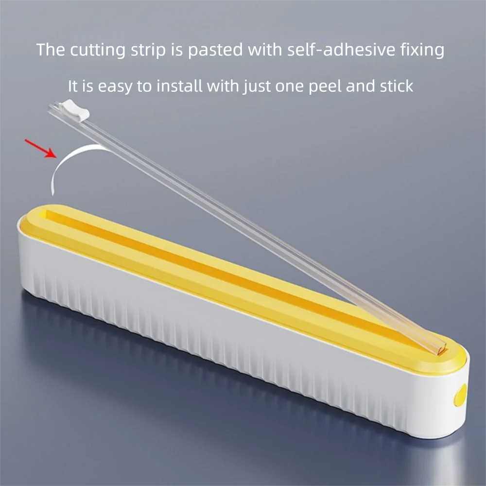Caja cortadora de película adhesiva con ventosa, máquina cortadora de papel de estaño montada en la pared reutilizable, magnética con cortador deslizante