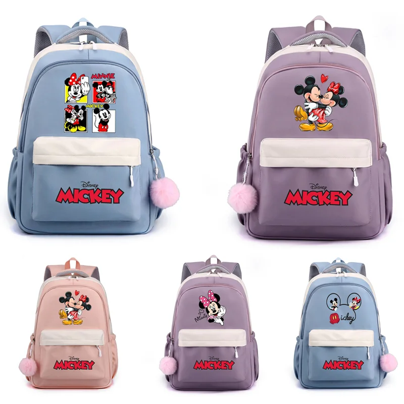 

MINISO Mickey Minnie Mouse Cute Cartoon Backpack Teenager Fashion Male Female Student School Bag Waterproof Knapsack Mochila