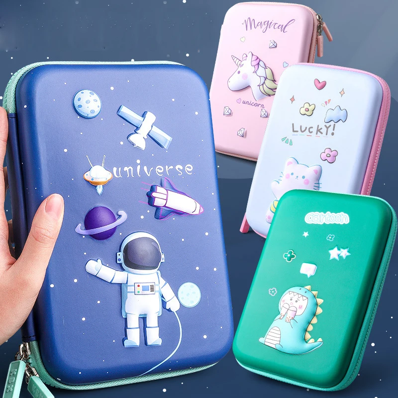 Cute 3D Cartoon Universe Pencil Cases Large Capacity Mulfunction Kawaii Unicorn School Student Pen Bags Box Stationery Supplies