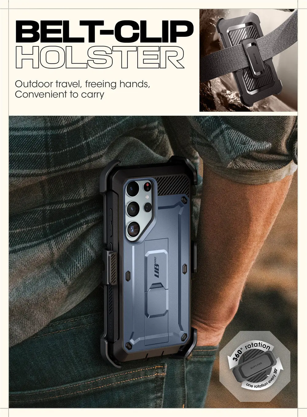 For Samsung Galaxy S24 Ultra Case 2024 SUPCASE UB Pro Full-Body Dual Layer Rugged Belt-Clip Case with Built-in Screen Protector