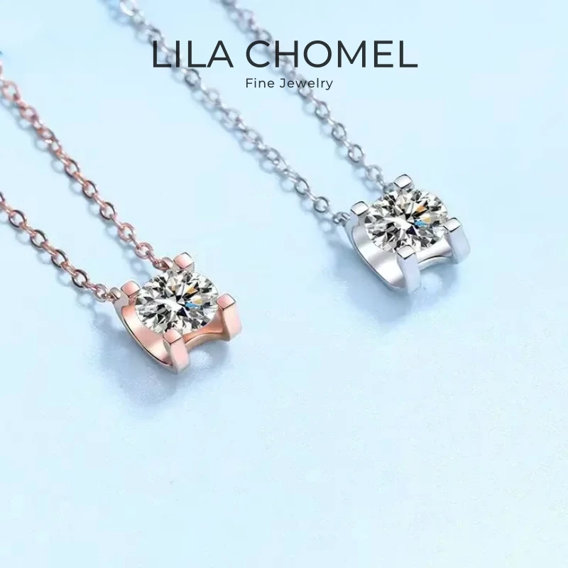 

Women White Gold 18K Wedding Necklaces 0.5/1/2CT Moissanite Diamond Birthday Gift Girl Valentine's Day PT950 Platinum Pendant