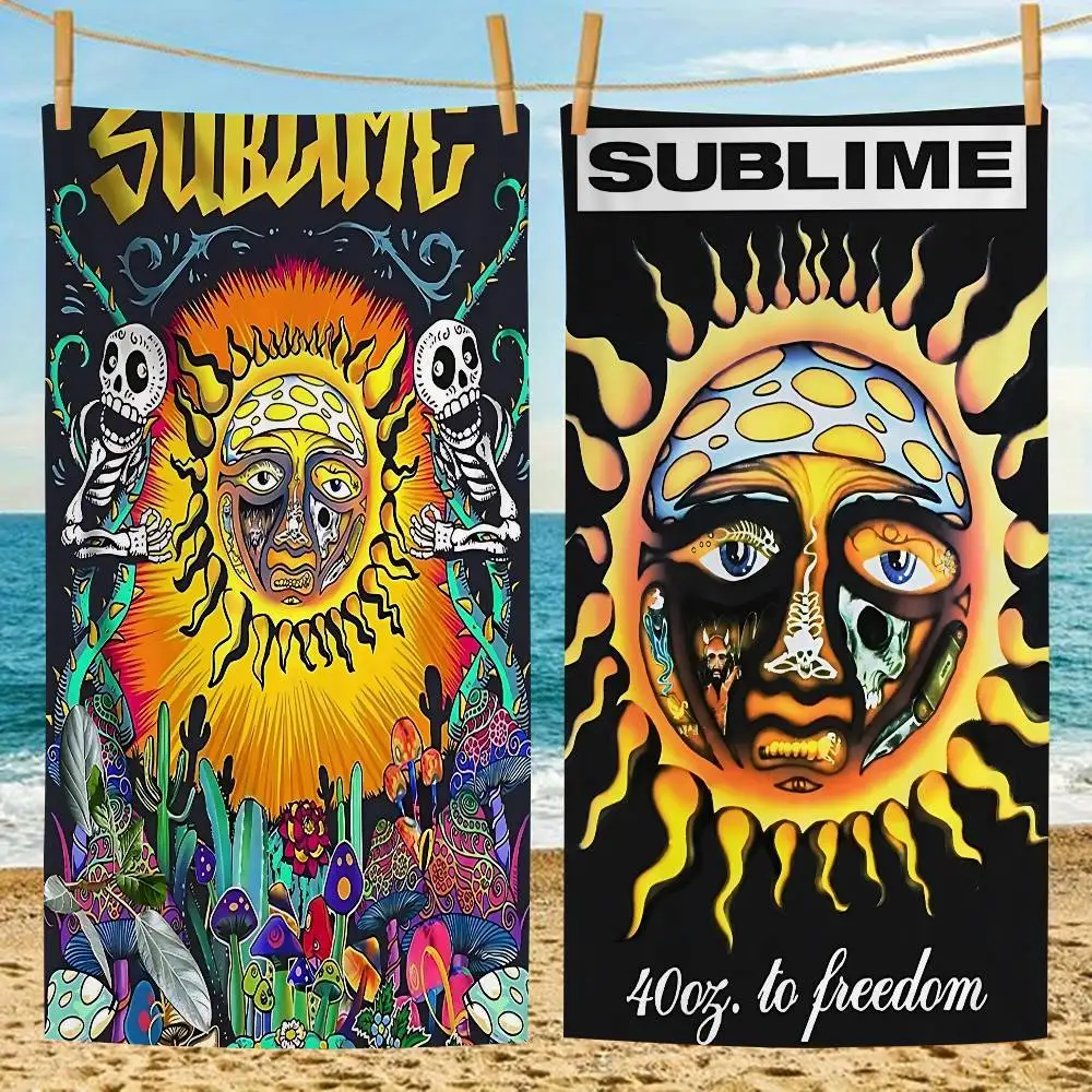 S-Sublime Classic Band Beach Towel Colorful Bath Towels For Girl Microfiber Quick Dry Custom Sand Free Beach Yoga Spa Gym Pool