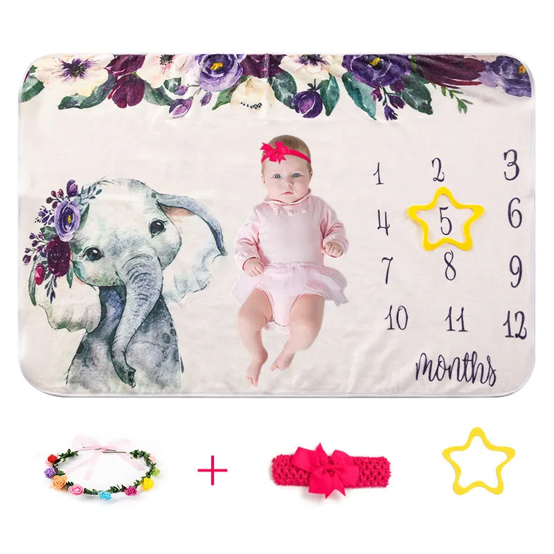 Newborn Photography Background Milestone Blanket Baby Week Month White Photoshoot Flannel Blankets for New Born Souvenir