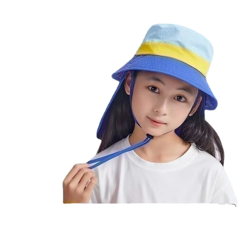 

Spring And Summer Korean Version Of Children's Sun Protection Hats For Boys And Girls Neck Fisherman's Hats Outdoor Ch