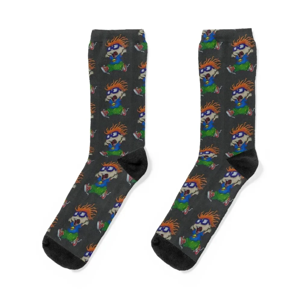 

Chuckie Finster Rugrats Colored Pencil Drawing Nickelodeon Socks sports and leisure custom anti-slip Socks Girl Men's