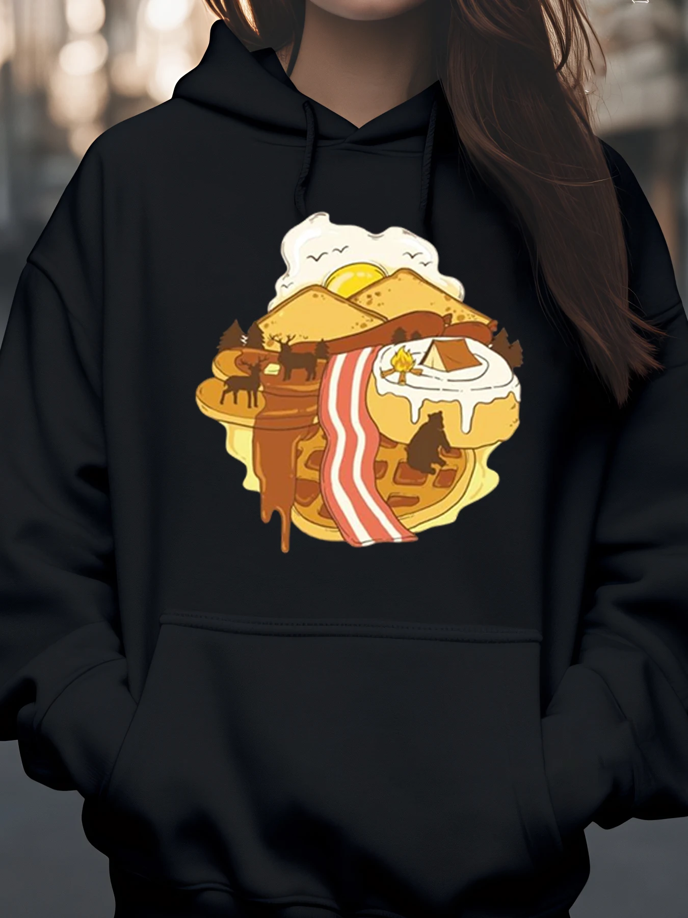 

Блинный завтрак, дизайн, толстовка с капюшоном на День Благодарения, повседневная одежда для женщин и мужчин