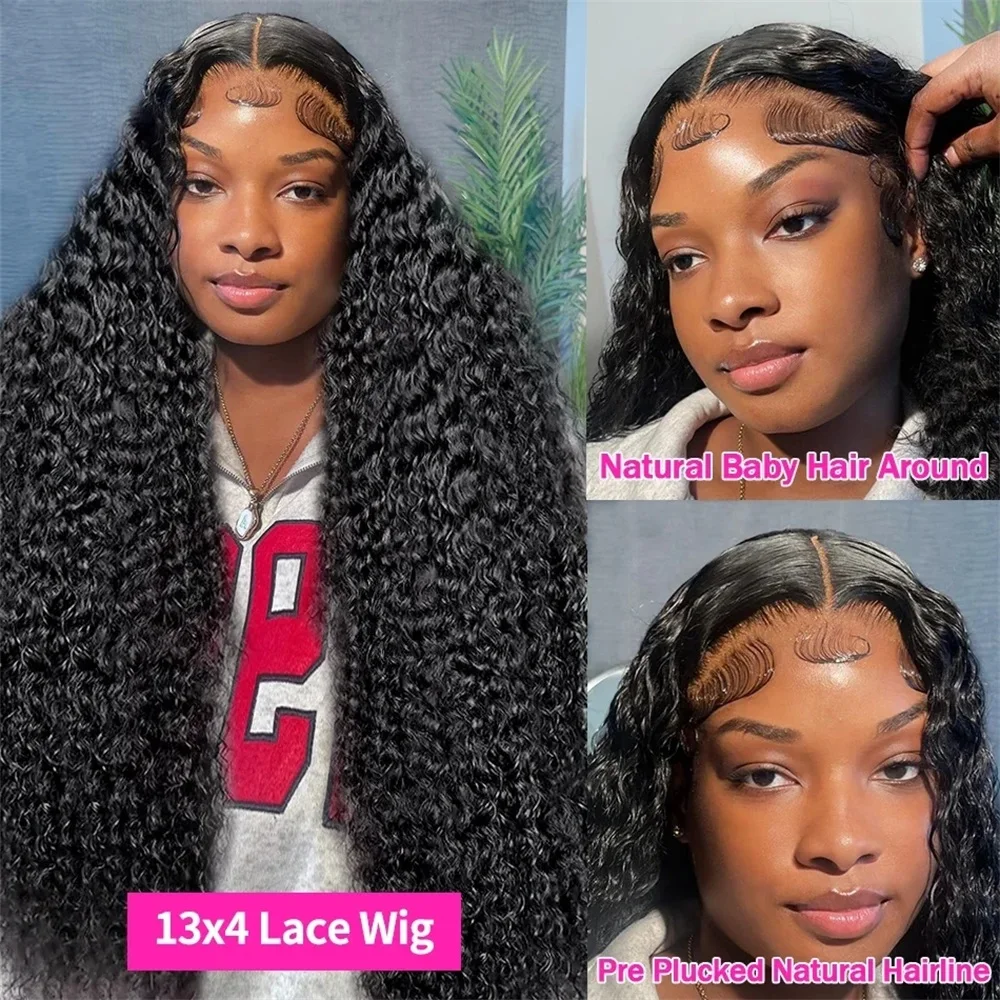 200 Density Glueless Wig Water Curly 13x6 HD Transparent Front Human Hair Wigs 38 Inch Deep Wave 13x4 Lace Frontal Wig For Women