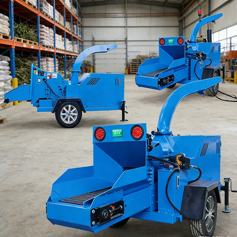Customize Wood Chipper Mobile Wood Crusher Diesel Engine 15HP Farm Use Wood Grinder Grinding Machine
