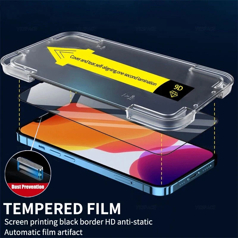 2Pcs One-click Aids HD Tempered Glass for iPhone 16 15 14 Plus 13 12 Mini 11 Pro XS Max X XR Privacy Anti-Spy Screen Protector