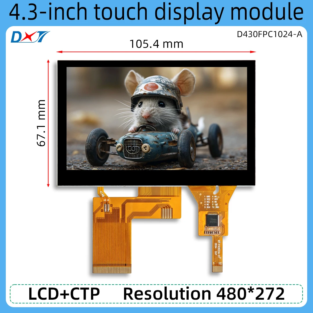 4.3-Inch Touch Display Module Capacitive Touch CTP Resolution 480*272 RGB 24-Bit LCD Display