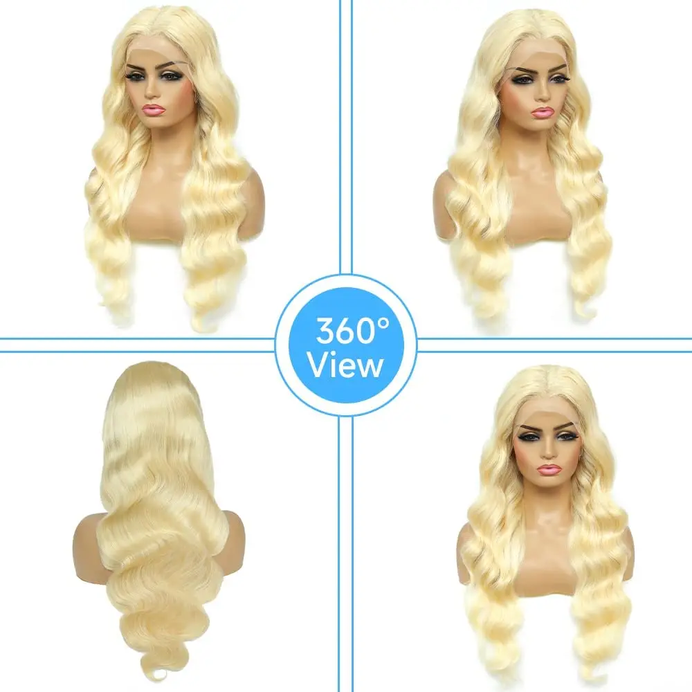 13x4 613 Honey Blonde HD Transparent Body Wave 34 Inch Long Lace Frontal Human Hair Wig Lace Front Wigs For Women 250% Density