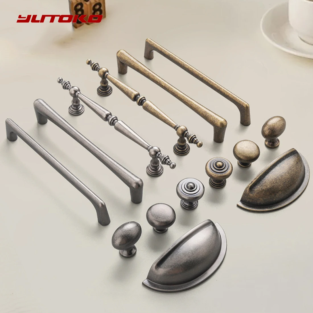 

Vintage Aluminum Cabinet Handle Cupboard Door Knob and Handle Kitchen Drawer Pulls Wardrobe Door Handles for Furniture Hardware