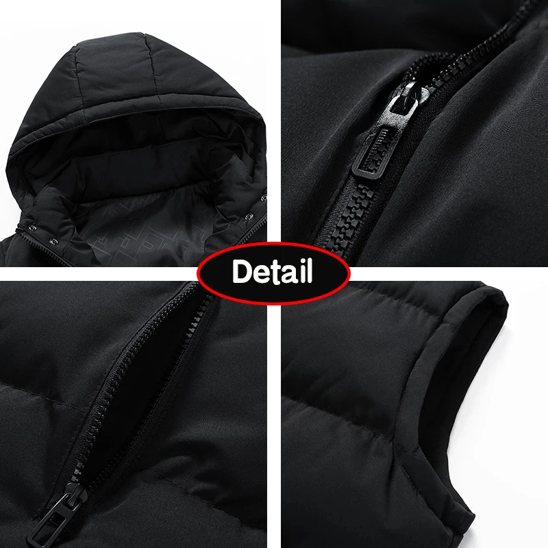 New Men Spring Sleeveless Outdoors Casual Detachable Hooded Vest Men Solid Color Windproof High-Quality Design Fashion Vest Male