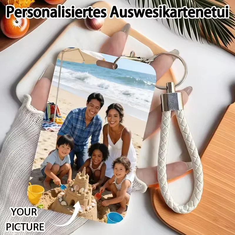 White Acrylic Custom DIY Photo Card Holder Bank Card & Credit Card Protective Case ID Student Card With Hand Strap And  Keychain