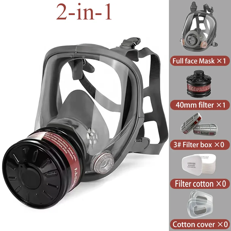 Gas Masks Survival Nuclear and Chemical, Full Face Gas Mask with Activated Carbon Filter