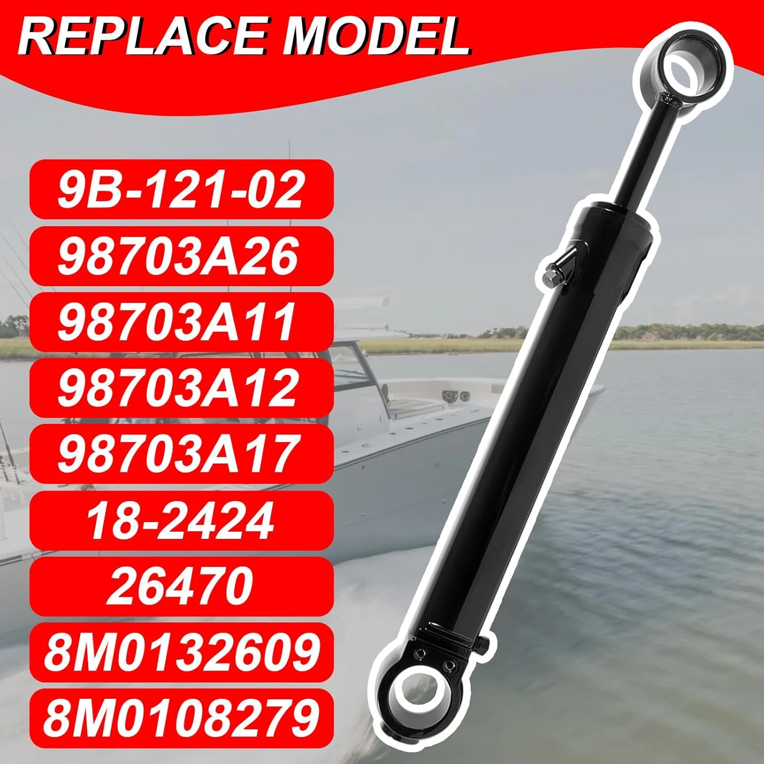 

98703A26 Power Trim, Tilt Ram Cylinder Port for All MerCruiser Bravo 1 2 3 X1 X2 X3 Replace for Oem 9B-121-02, 26470, 18-2424