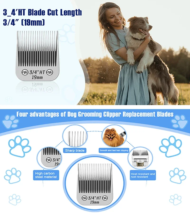 ใบมีดเซรามิกสำรองขนาด 3/4 นิ้ว (19 มม.) สำหรับเครื่องตัดขนสัตว์เลี้ยง Andis AG AGC,BDC,BGC,MBG Series /Oster A5,Wahl KM Series