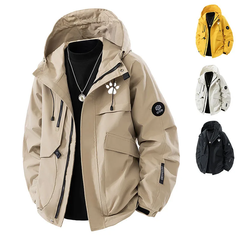 Men's Women's Outdoor Sports Windproof Jacket with Waterproof Spring/Autumn Hiking Coat with Hood Raincoa Customized logo