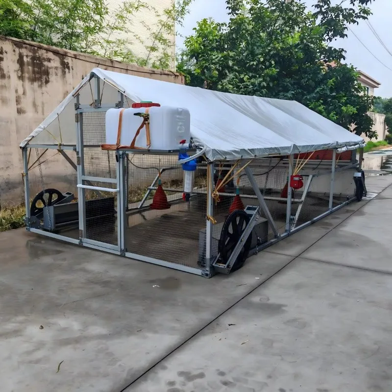 Mobile Pasture Chicken House With Automatic Water Drinking System Galvanized Frame Poultry Coop For Free Range Chicken Farm