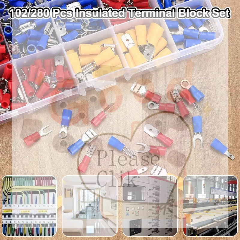 【HG】102/280pcs Insulated Terminal Block Set With Crimping Pliers Is Ideal For Home Electrical Repairs And Industrial Wiring Work