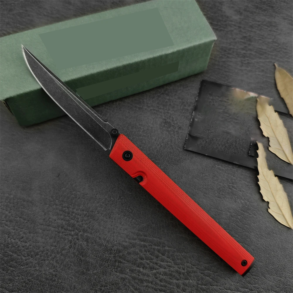 

Folding Knife 8Cr13Mov Black Blade Nylon Fiber Red Handle Flip Knife Wilderness Survival Tactical Tool with Pocket Clip