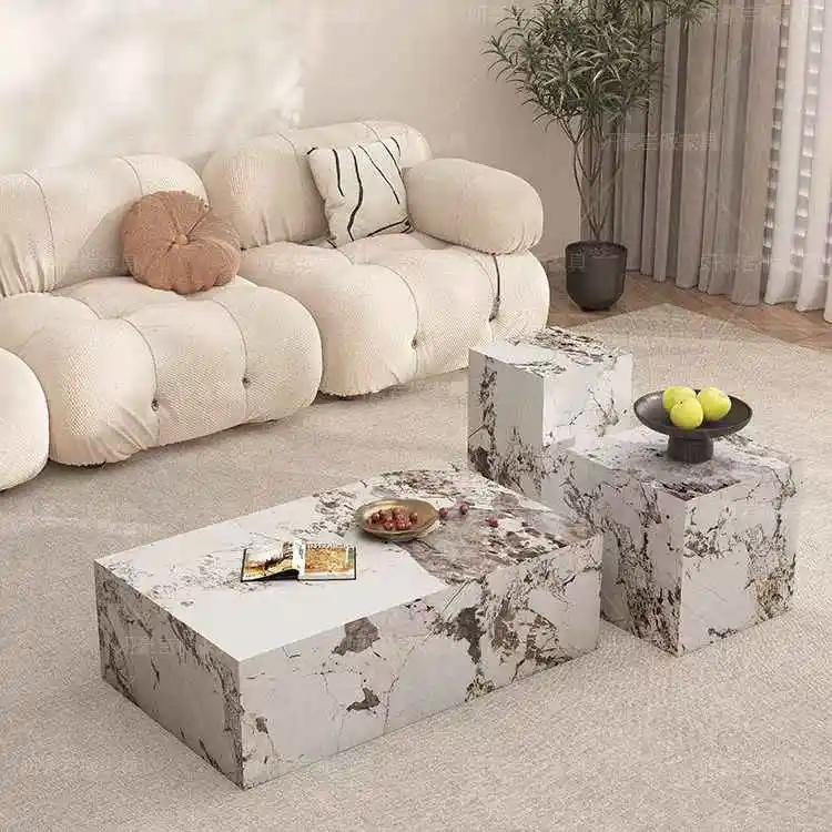 

French and Italian Style Coffee Table for Small Apartment Living Room Light Luxury Rectangular Corner Combination