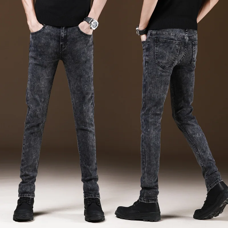Men's Casual Slim Fit Denim Trousers Vintage Jeans