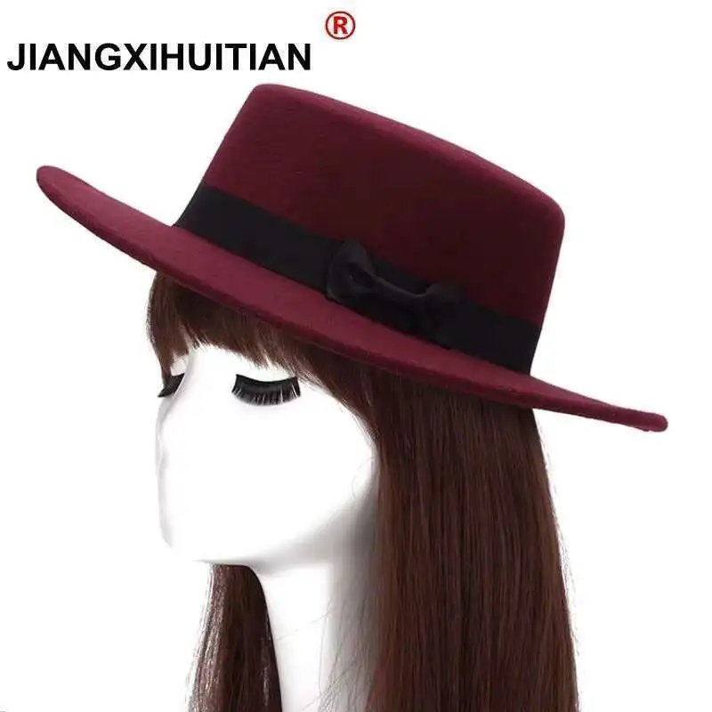 Chapéu de lã chapéu de chapéu de chapéu de chapéu de lã de feltro para mulher com aba larga fedora