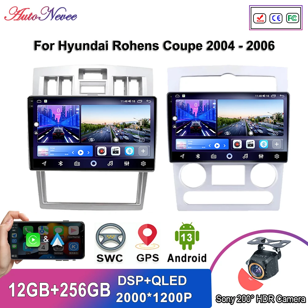 

Android 13 Multimedia For Hyundai Rohens Coupe 2004 - 2006 Auto Radio Stereo Head Unit GPS Navigation No 2din DVD 2K Carplay HDR