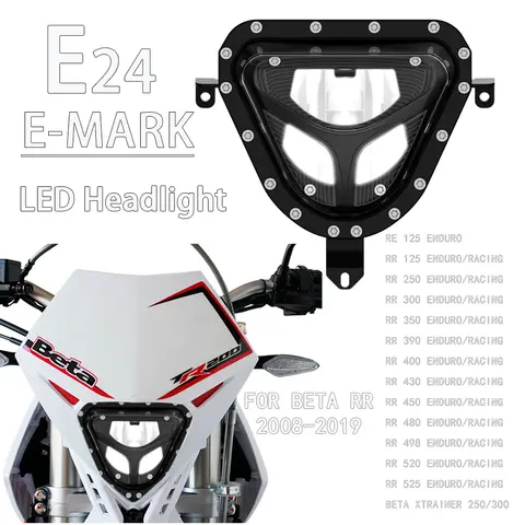 LED Headlight Headlamp For Beta RR 125 250 300 350 390 430 450 480 498 520 525 2008-2019 Enduro Racing Motorcycle Light Lamp 10 best selling faro led beta - №2