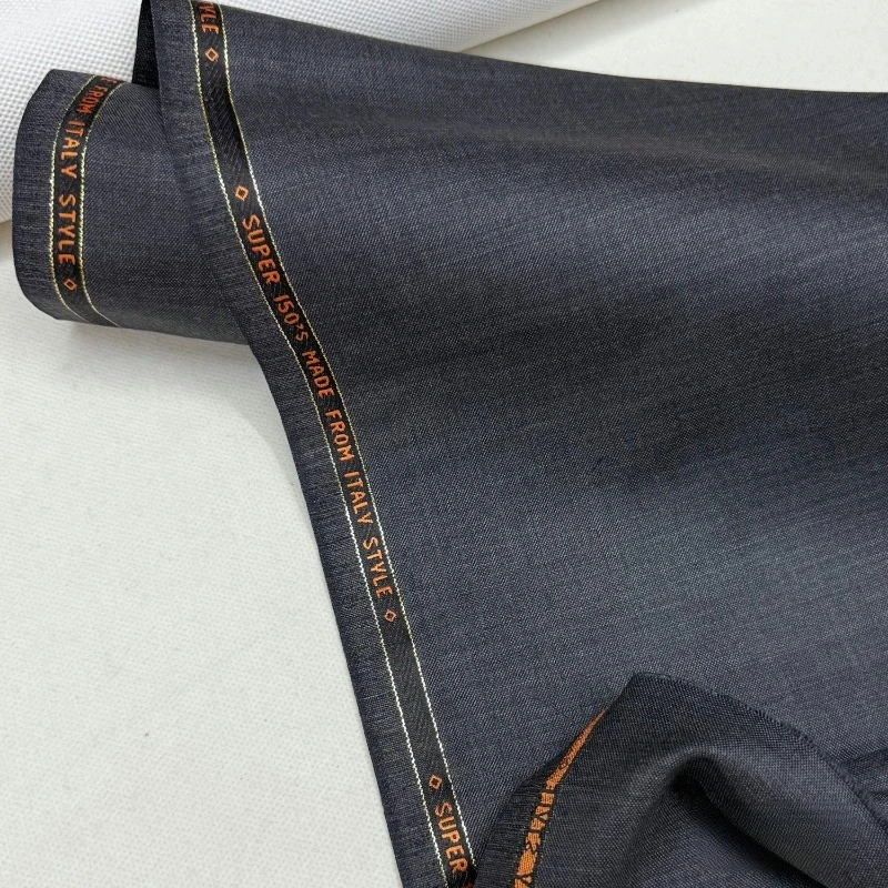 High Quality 150 Worsted Wool Viscose Blend Suit Fabric By Meter Crisp Drape Suit Pants Vest Cloth Black Dark Gray