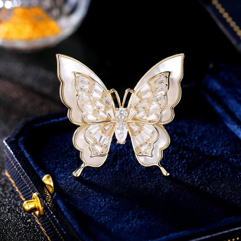 2025Роскошные и элитные корсажи для одежды, броши-бабочки из натурального перламутра на осень и зиму